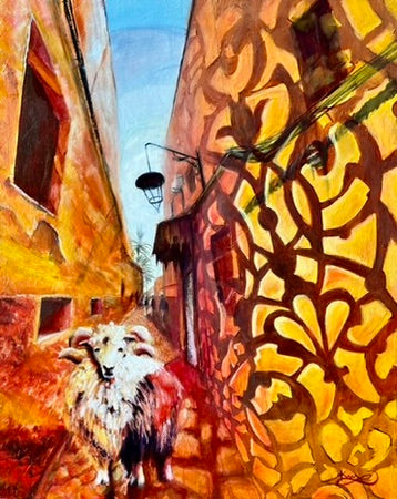 original oil painting inspired by Moroccan traditions and Marrakech by Zuzana Kochankova
