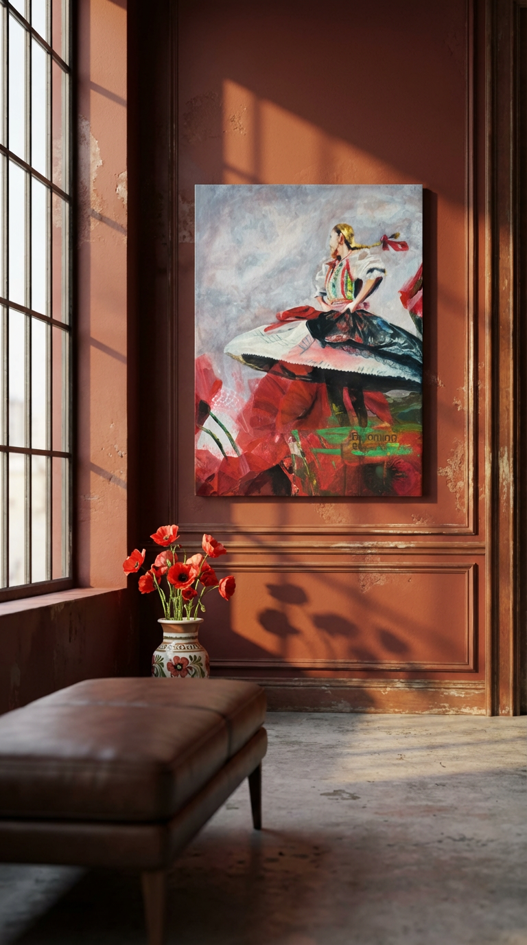 Blooming Season oil painting displayed in interior by Zuzana Kochankova