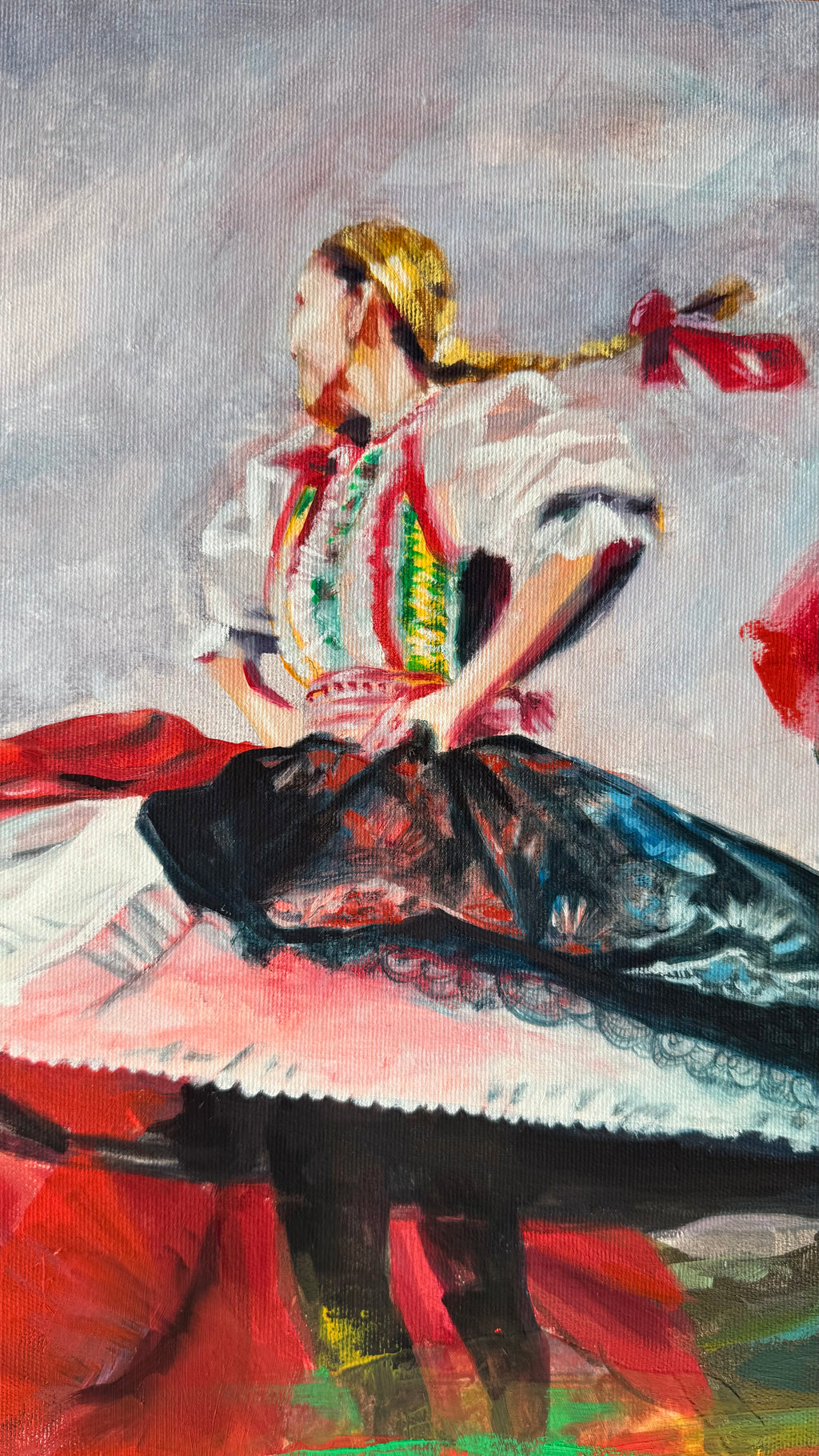 Detail of Blooming Season oil painting with wild poppies by Zuzana Kochankova