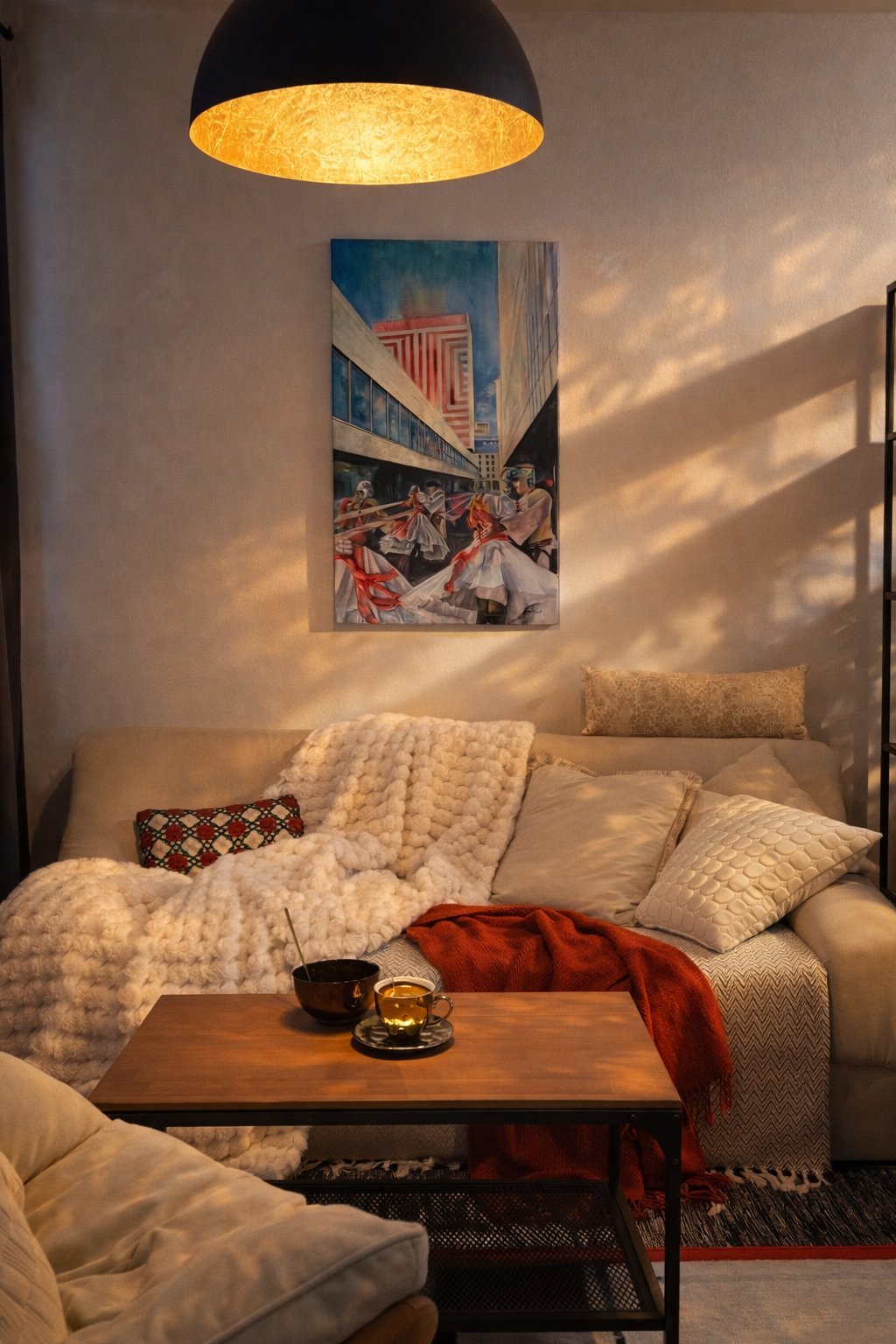Tempest in Bratislava large oil painting displayed in interior by Zuzana Kochankova